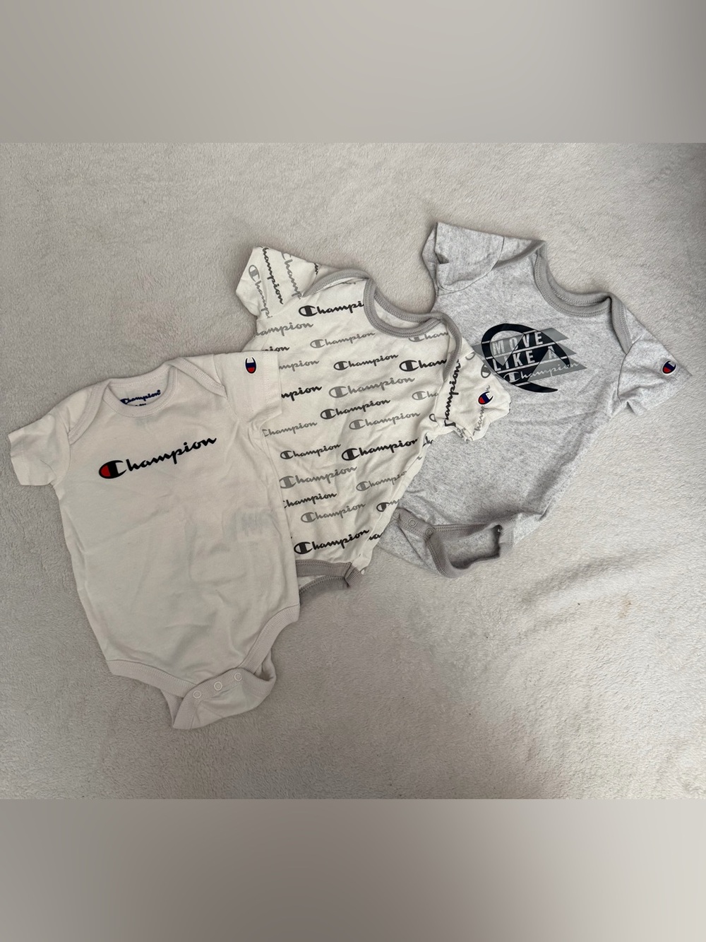 Champion Baby Bodysuit Set in White & Heather Gray